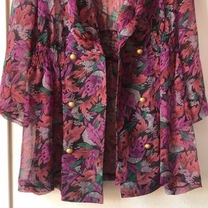 Vintage sheer tropical long sleeve coat